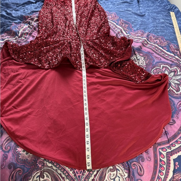 Giffniseti Burgundy High Low Sequin Gown Plus Size XL - Picture 10 of 11
